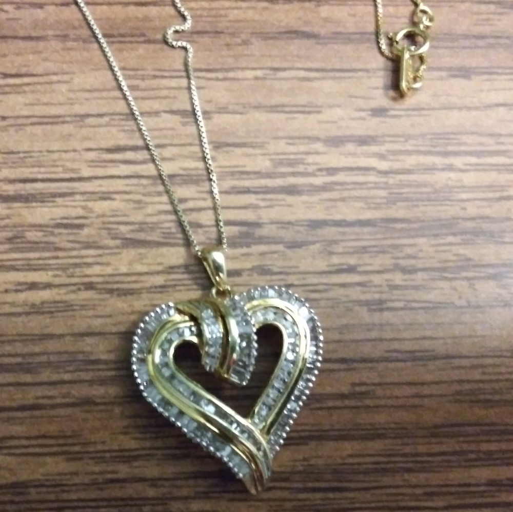 Designer JWBR Sterling Silver 1CTTW Heart Necklace